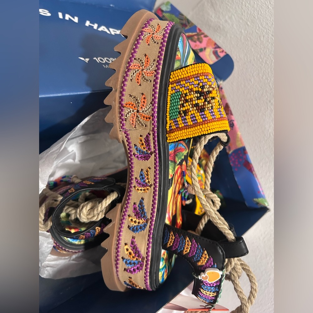 FARM Rio Multicolor Beaded Platform Sandals - Picture 4 of 5